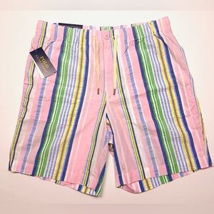 Polo by Ralph Lauren Multicolor Striped Shorts — Pink, Blue, Green, Yellow